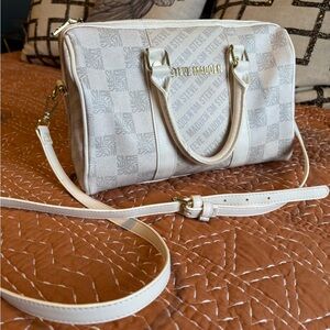 Steve Madden White and Gold Logo Satchel